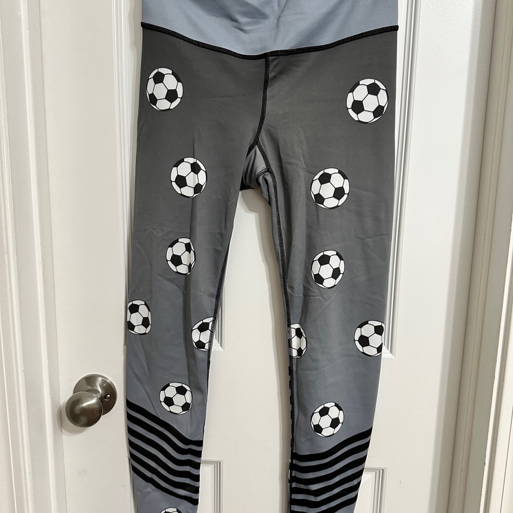 Miami Fitwear Gray Soccer Print Leggings 7/8” length